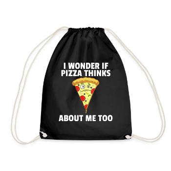 Pizza Pizzer Pizzeria Italien Salami Käse Geschenk - Turnbeutel - Schwarz - Vorne