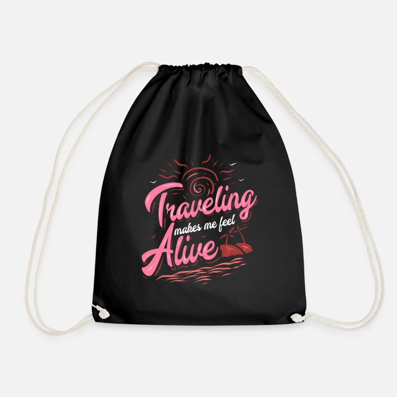 Travel life - Drawstring Bag - black