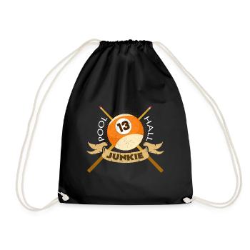 Pool Hall Junkie Funny Sayings Billiard Gift - Drawstring Bag - black - Front