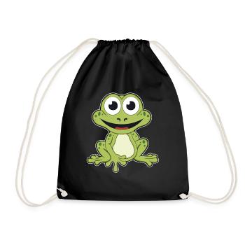 Frog quark animal wildlife nature forest frogs - Drawstring Bag - black - Front