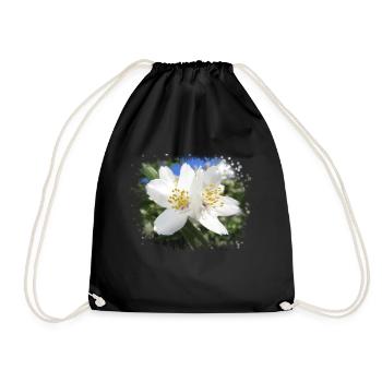 white, blooming flowers, blossoms in summer, nature - Drawstring Bag - black - Front