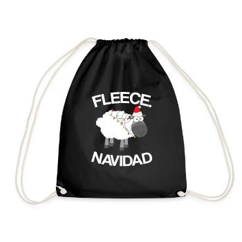 Fleece Navidad - Feliz - Christmas - Drawstring Bag - black - Front