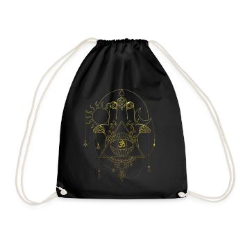Hamsa Hand Yoga Gold Om Geschenk - Turnbeutel - Schwarz - Vorne
