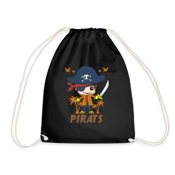 Piraten Kindergeschenk Babygeschenk Kinder Bube - Turnbeutel - Schwarz - Vorne