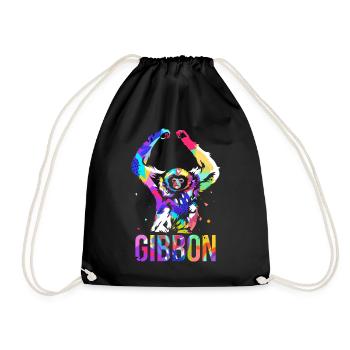 Cadeau polygone Gibbon - Sac de sport léger - noir - Devant