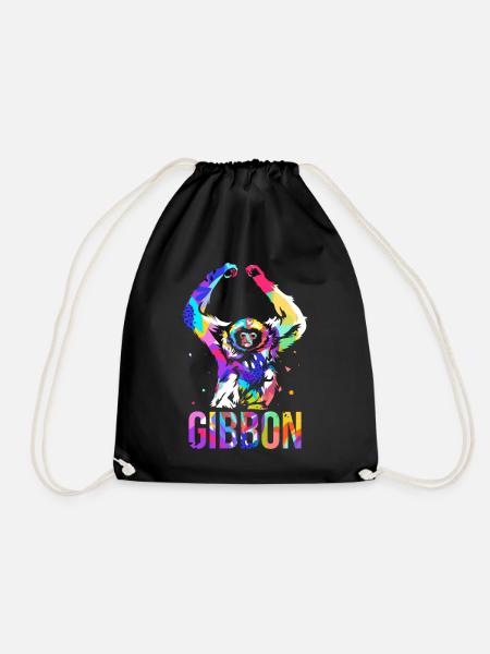 Gibbon Polygon Geschenk - Turnbeutel - Schwarz