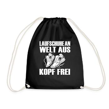 Joggen Laufen Spruch - Turnbeutel - Schwarz - Vorne