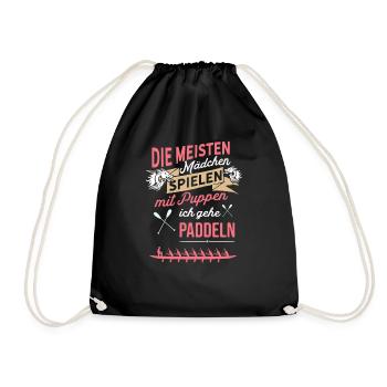 Mädchen spielen mit Puppen - Ich gehe Paddeln - Turnbeutel - Schwarz - Vorne