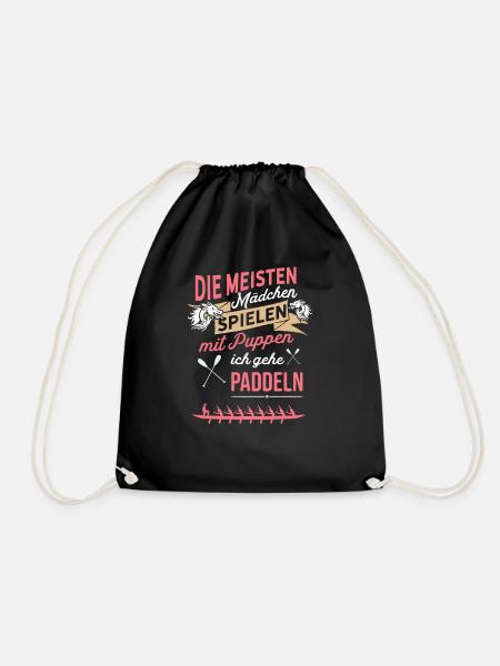 Mädchen spielen mit Puppen - Ich gehe Paddeln - Turnbeutel - Schwarz