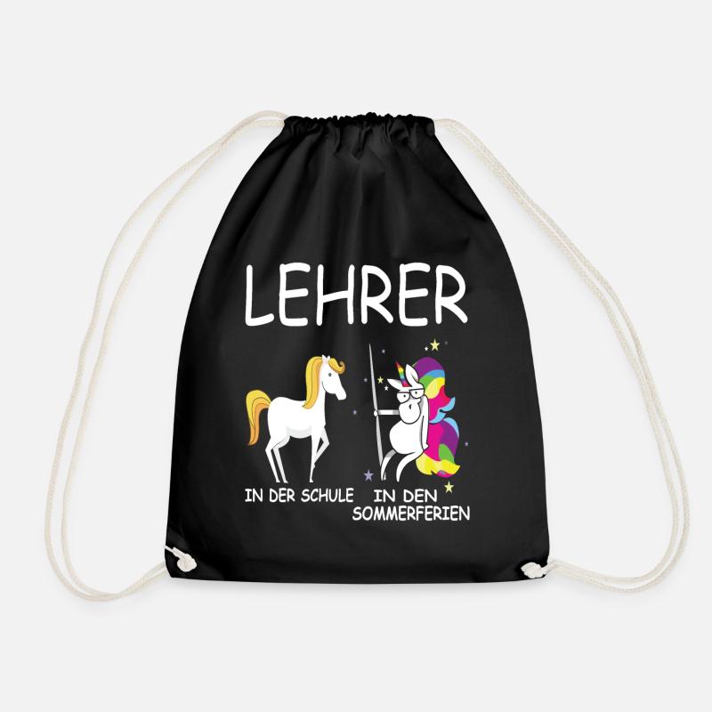 Lustiges Lehrer Lehrerin Schule Einhorn Geschenk - Turnbeutel - Schwarz
