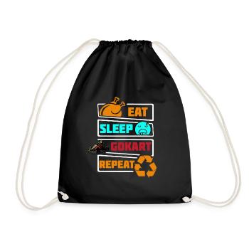 Eat Sleep Go Kart Go-kart Repeat Cart Racing Kids - Drawstring Bag - black - Front