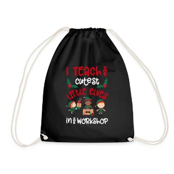 Christmas Teacher Quote Funny Teach Elves - Drawstring Bag - black - Front