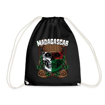 Cool Malagasy skull Madagascar gift - Drawstring Bag - black - Front
