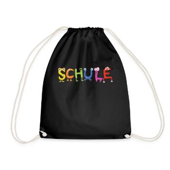 Schule Einschulung ABC Lesen lernen Geschenk - Turnbeutel - Schwarz - Vorne