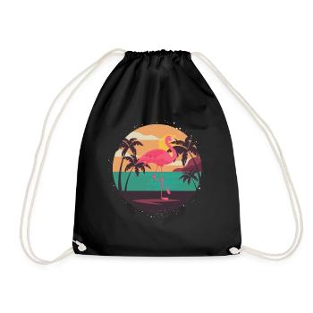 Flamingo - Turnbeutel - Schwarz - Vorne