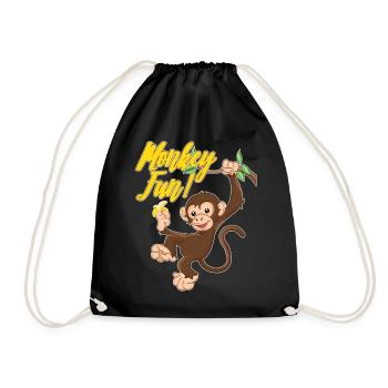Monkey Monkey Fun Monkey Monkey - Drawstring Bag - black - Front