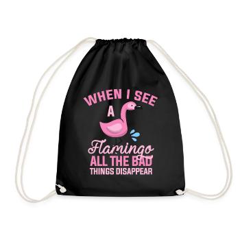 Flamingo Tier - Turnbeutel - Schwarz - Vorne