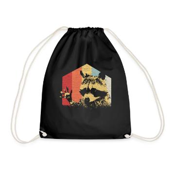 Raccoon Vintage GRUNGE - Drawstring Bag - black - Front