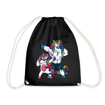 Dabbing Dad And Daughter Unicorn - Drawstring Bag - black - Front