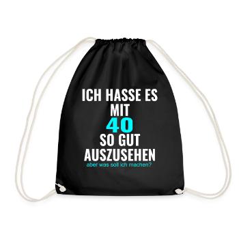 40. Geburtstag ! zum 40. Geburtstag ! Zum 40er !!! - Turnbeutel - Schwarz - Vorne