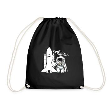 Astronaut Rocket Space Galaxy Gift - Drawstring Bag - black - Front