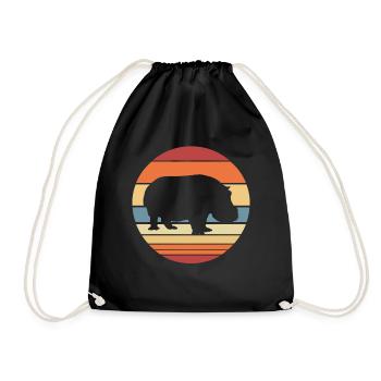 Vintage hippopotamus - Drawstring Bag - black - Front