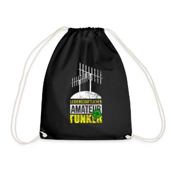 Antenne Funker Amateurfunker Geschenk - Turnbeutel - Schwarz - Vorne
