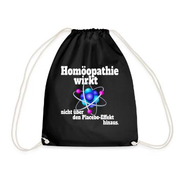 Homöopathie Wirkt Nicht Über Placeboeffekt Hinaus - Turnbeutel - Schwarz - Vorne