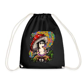 Hippie Shrooms Psychedelic Magic Mushroom Festival - Drawstring Bag - black - Front