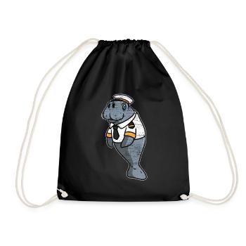 Manatee Captain - Drawstring Bag - black - Front
