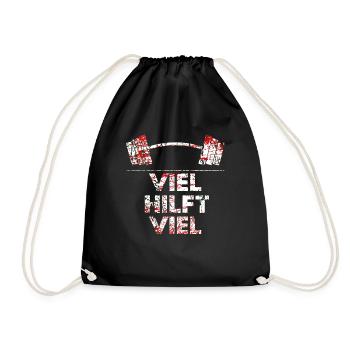Strongman Powerlifting Motiv Viel Hilft Viel Weiss - Turnbeutel - Schwarz - Vorne