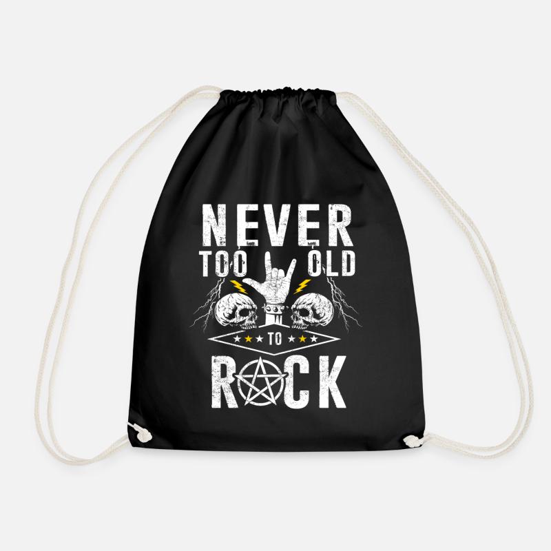 Never too old for rock music metal - Drawstring Bag - black