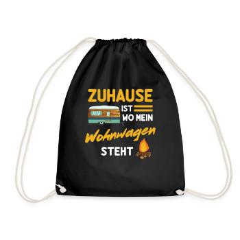 Zuhause ist wo mein Wohnwagen steht - Camping - Turnbeutel - Schwarz - Vorne