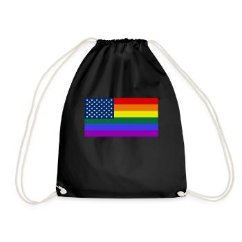 Regenbogen, LGBT, Gay Pride, US LGBT Flag - Drawstring Bag - black - Front