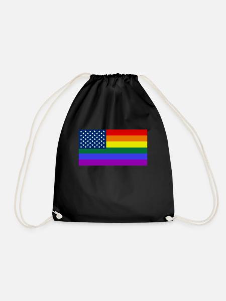 Regenbogen, LGBT, Gay Pride, US LGBT Flag - Drawstring Bag - black