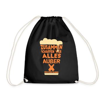 Zusammen Bier Trinken Freundschaft Saufen Paar - Turnbeutel - Schwarz - Vorne