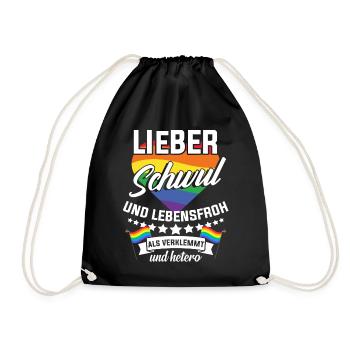 Gay funny saying gift - Drawstring Bag - black - Front
