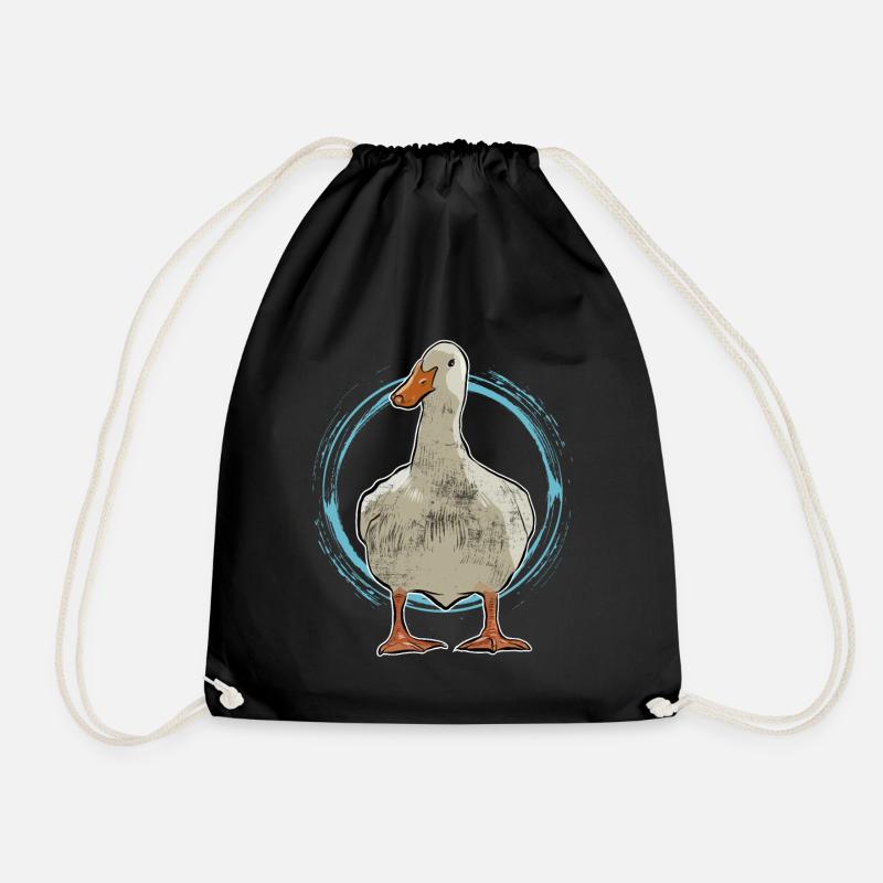 Goose funny animal flying migratory bird - Drawstring Bag - black