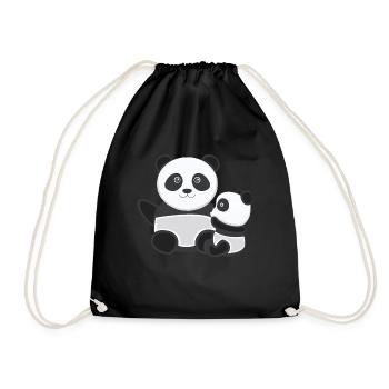 Babypanda Baby Pandas Siblings Little Big One - Drawstring Bag - black - Front