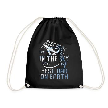 Pilot dad father's day gift plane aviation - Drawstring Bag - black - Front