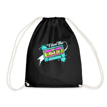 I Love The 80s 80 Years Child 80s Born Cassette - Drawstring Bag - black - Front