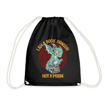 Reading Dragon Books Learning History Gift - Drawstring Bag - black - Front