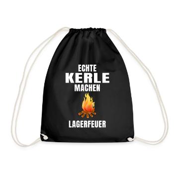 Echte Kerle machen Lagerfeuer Lustiger Spruch Mann - Turnbeutel - Schwarz - Vorne