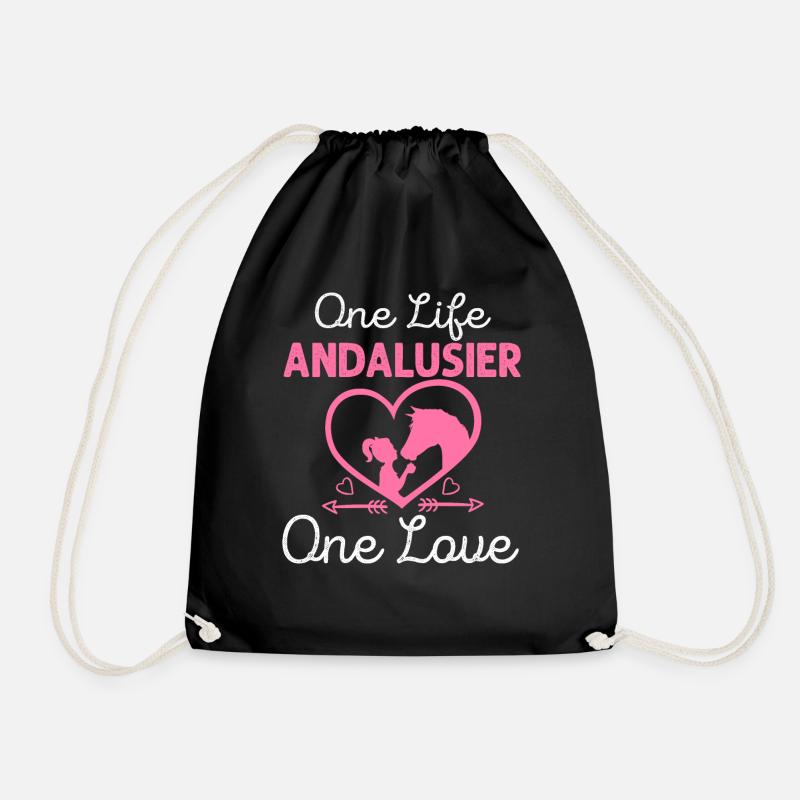Lustiges Andalusier Pferd Pferde Reiten Geschenk - Turnbeutel - Schwarz
