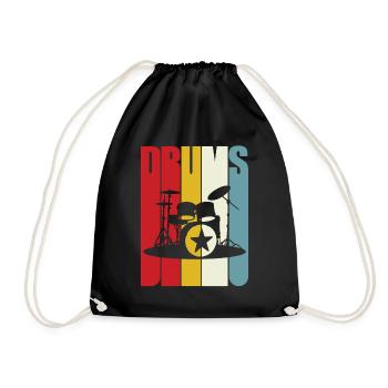 Drums Retro Schlagzeug Musiker Rock neu Geschenk - Turnbeutel - Schwarz - Vorne
