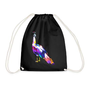 Peacock gift - Drawstring Bag - black - Front