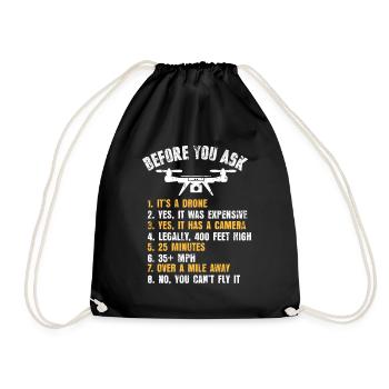 Question drone - Sac de sport léger - noir - Devant