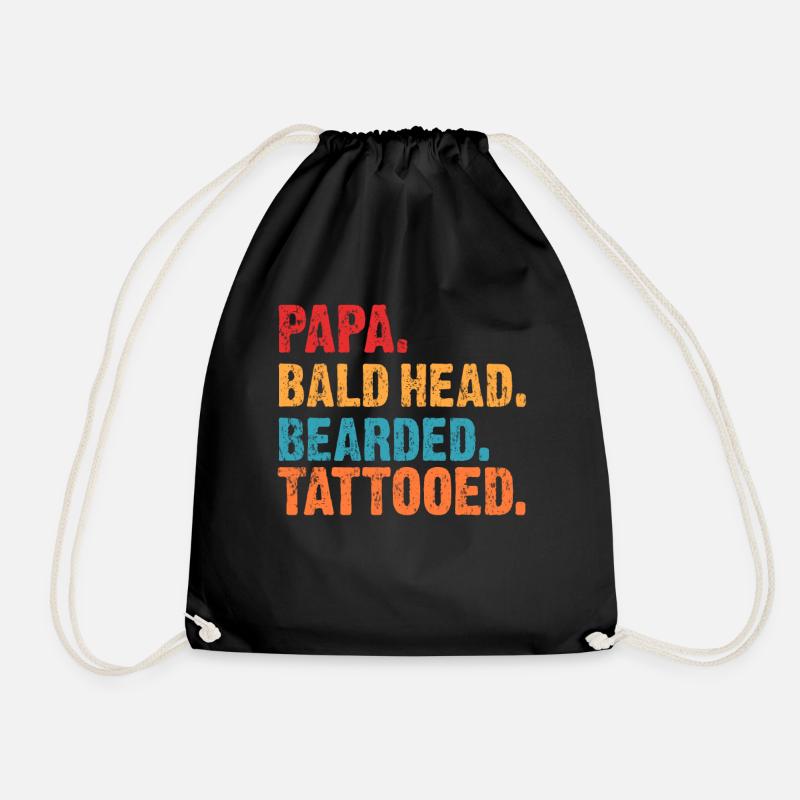 Papa Glatze Bart Tattoo Geschenk - Turnbeutel - Schwarz