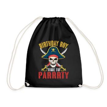 Birthday Boy Pirate Children's Birthday Son Gift - Drawstring Bag - black - Front
