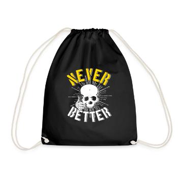 Never Better pouces haut squelette tête de mort - Sac de sport léger - noir - Devant